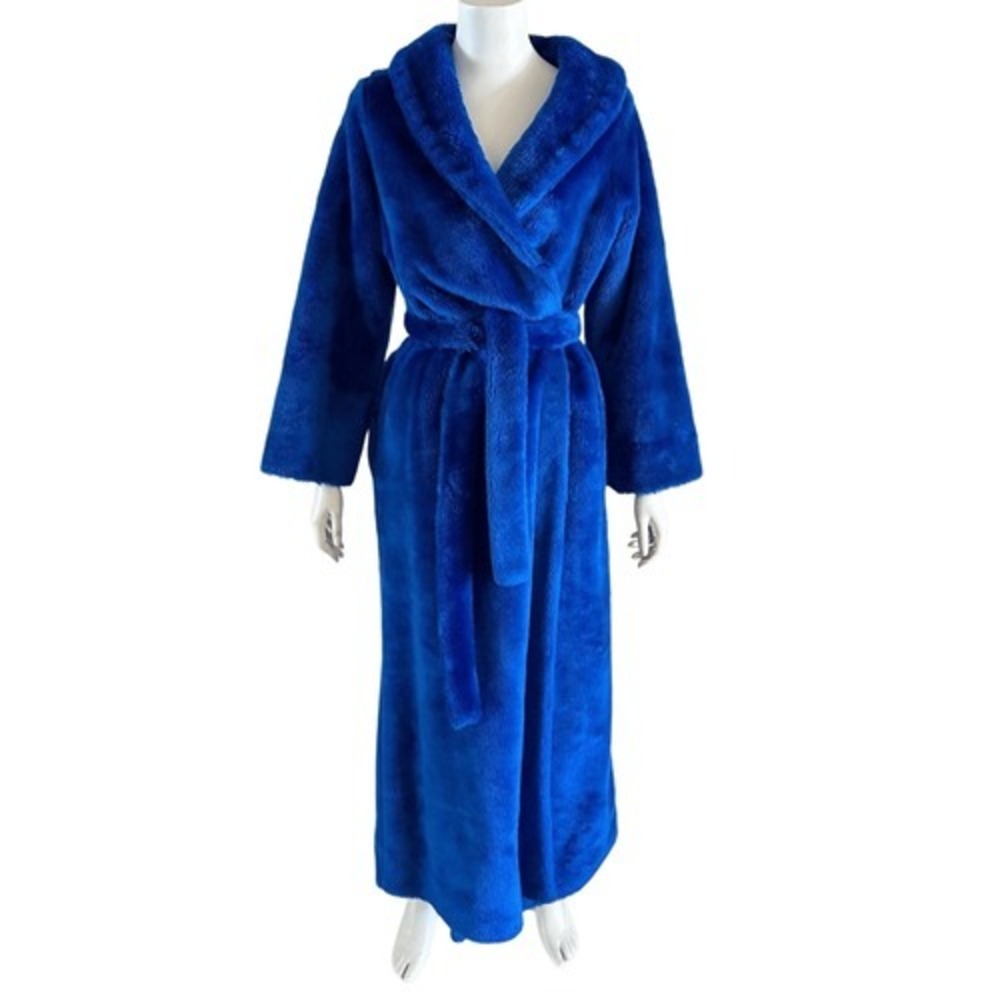 70s VTG Montgomery Ward Electric Blue Plush Shag Robe Cozy Retro Unisex‎